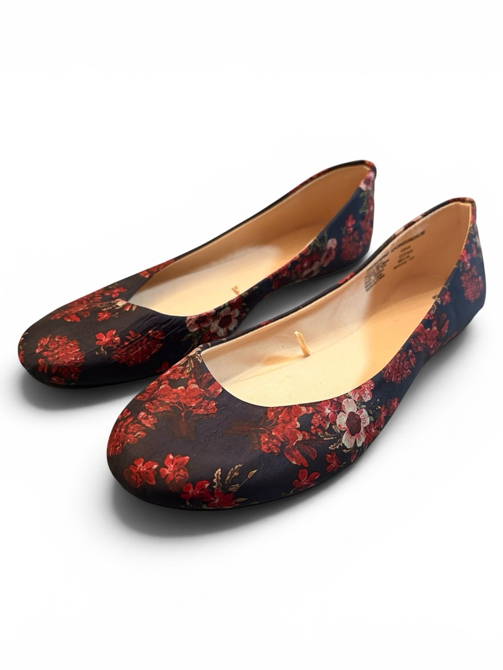 Floral Ballet Flats - Red Floral on Navy~womens 9